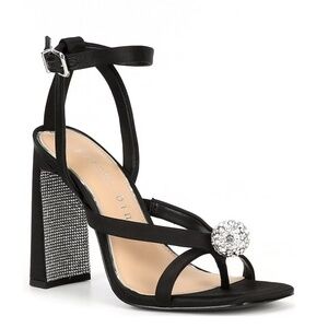 NEW Gianni Bini Booker Satin Disco Ball Rhinestone Thong Dress Sandals in Black
